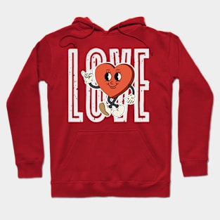 Love and Valentine's Day bright letters in the background and red wandering heart Hoodie